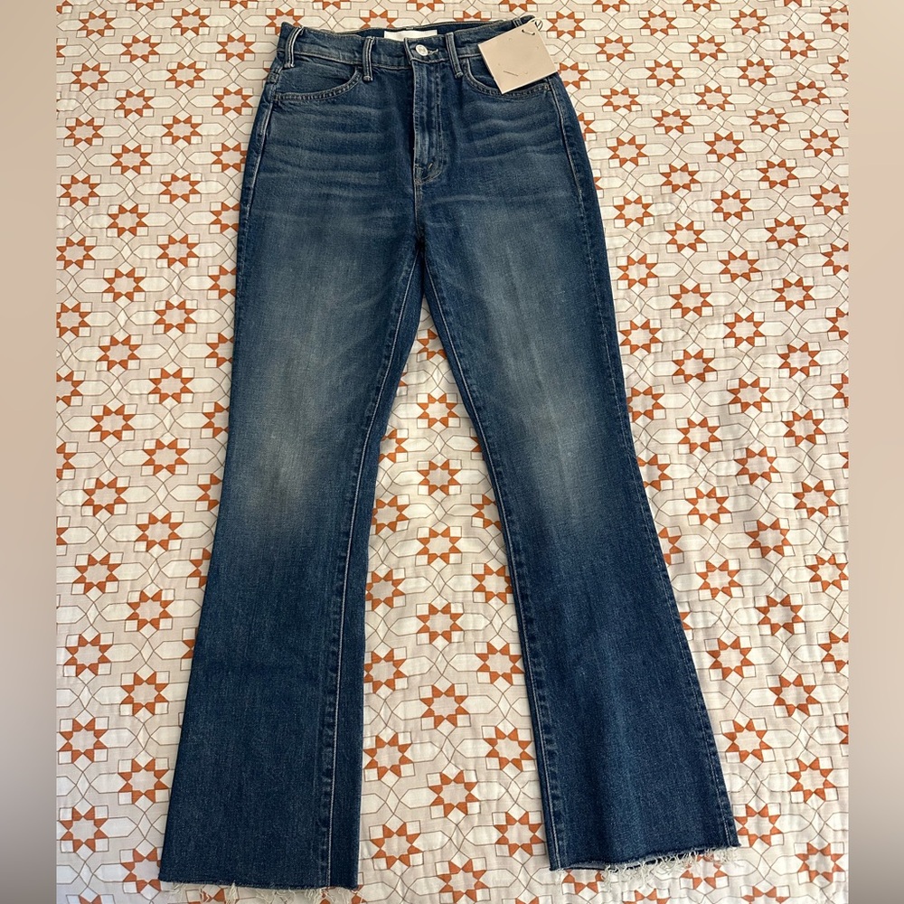 NWT MOTHER The Hustler Flood Fray Jeans - Size 25